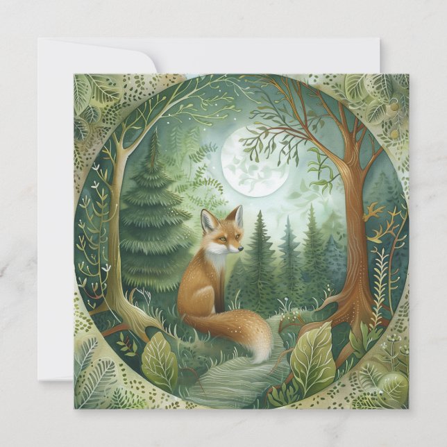 Mystical Woodland Wolf Invitation (Front)