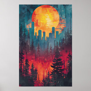 Mystical Woods Sunset Poster