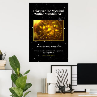 Mystical Zodiac Mandala Art | Celestial Astrology  Poster