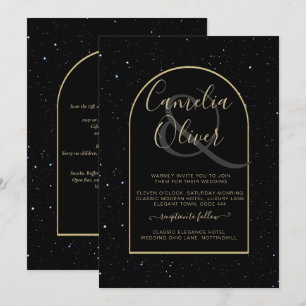 Mystique BLACK GOLD Starry Night Wedding Invitation