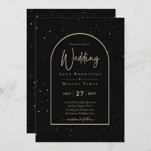 Mystique BLACK GOLD Starry Night Wedding Invitation