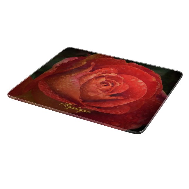 Mystique Dark Botanical Red Orange Rose Board (Corner)