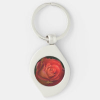 Mystique Dark Botanical Red Orange Rose Keyring
