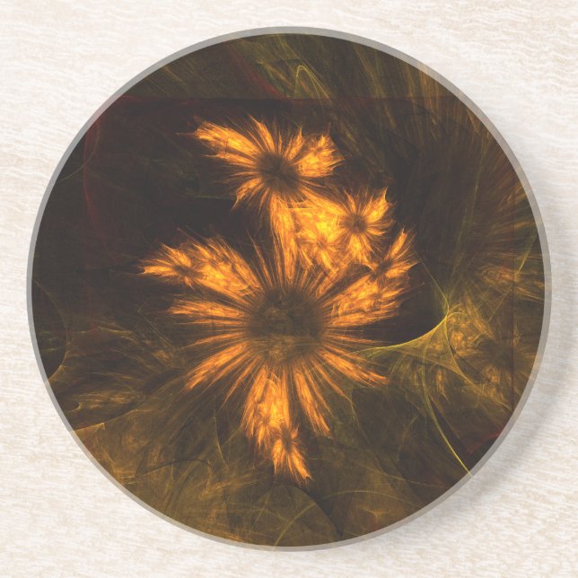 Mystique Garden Abstract Art Sandstone Coaster (Front)