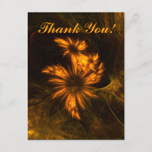 Mystique Garden Golden Abstract Fractal Art Postcard