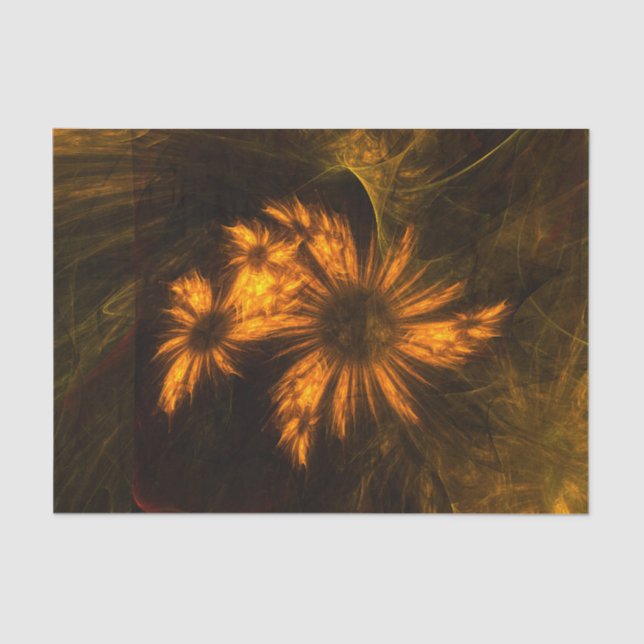 Mystique Garden Golden Abstract Fractal Art Tissue Paper (Front)