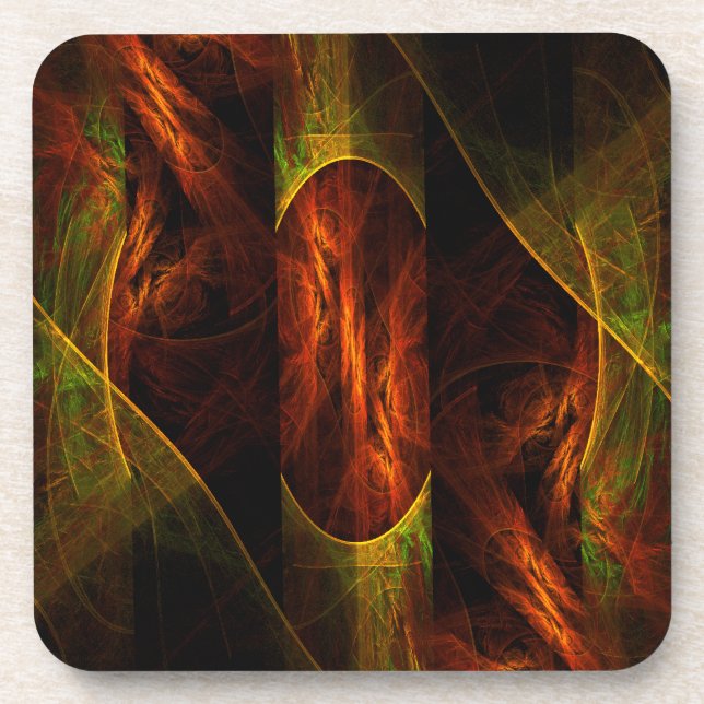 Mystique Jungle Abstract Art Cork Coaster (Front)