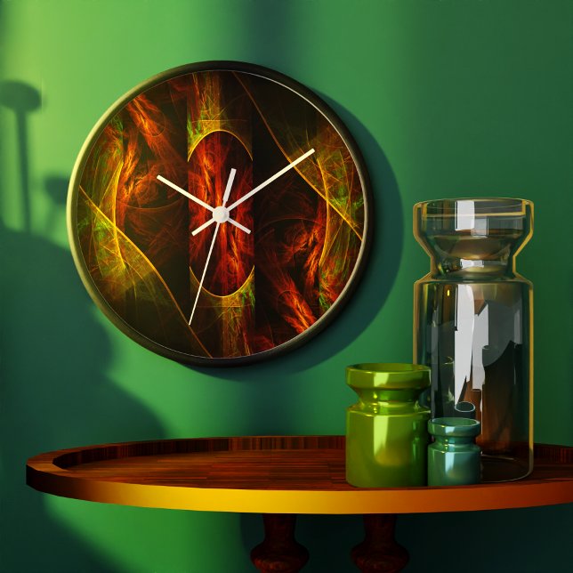Mystique Jungle Abstract Art Round Large Clock (Mystique Jungle Abstract Art Round Wall Clock)