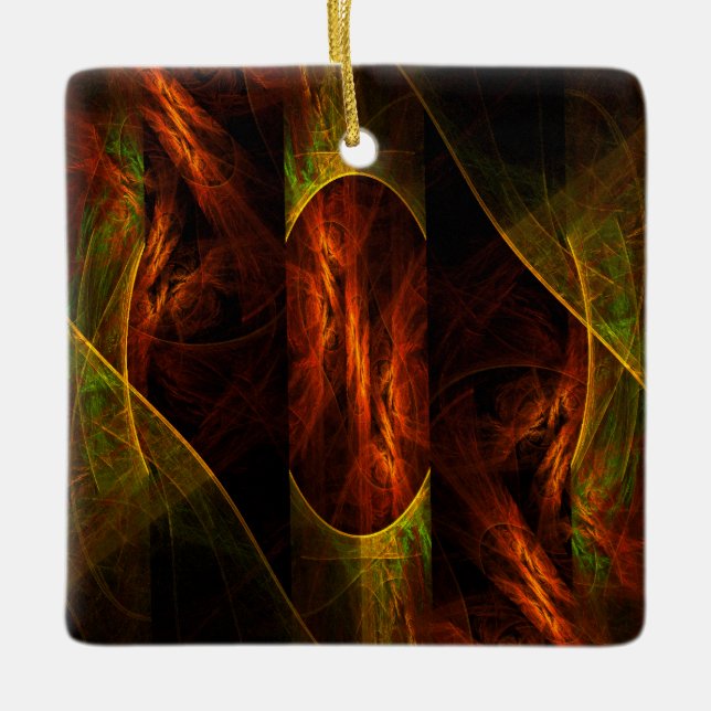 Mystique Jungle Abstract Art Square Ornament (Front)