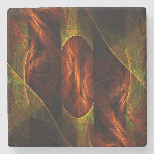 Mystique Jungle Abstract Art Stone Coaster (Front)