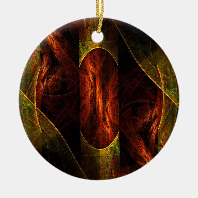 Mystique Jungle Modern Abstract Fractal Art Ceramic Tree Decoration (Front)