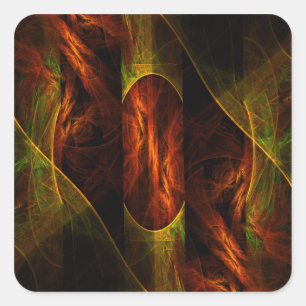 Mystique Jungle Modern Abstract Fractal Art Square Sticker
