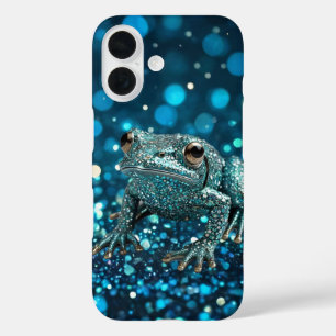 Mystique of the Blue Dimentee Frog On Blue Bokeh iPhone 16 Case
