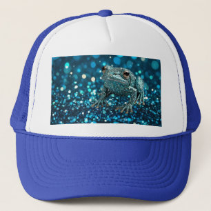 Mystique of the Blue Dimentee Frog On Blue Bokeh Trucker Hat