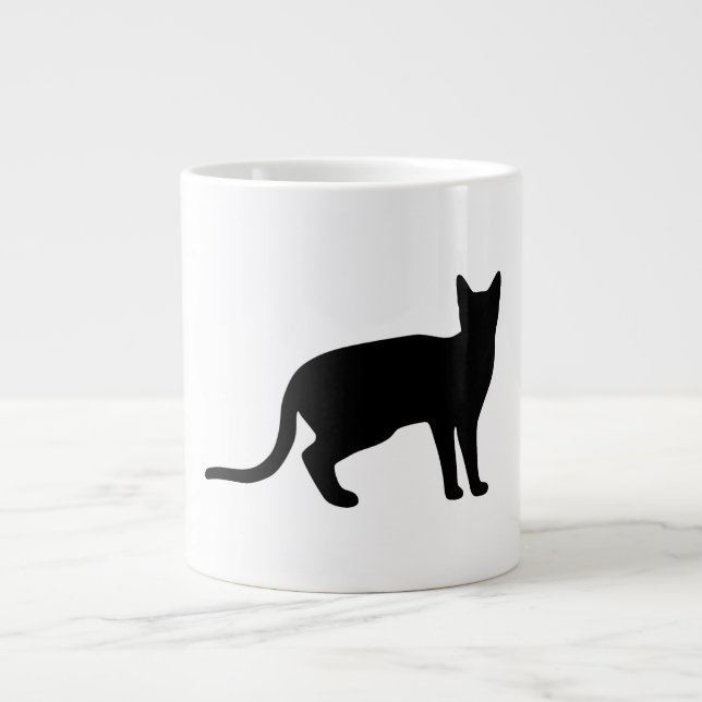 Mystique of the Feline: An Elegant Cat Silhouette Large Coffee Mug (Front)
