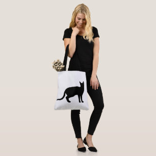 Mystique of the Feline: An Elegant Cat Silhouette Tote Bag
