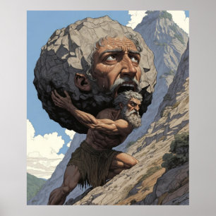 Myth of Sisyphus   Eternal Struggle and Strength A Poster