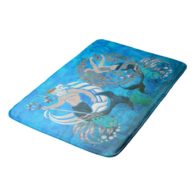 Myth of the Seas New Age Folk Art Bath Mat (Angled)