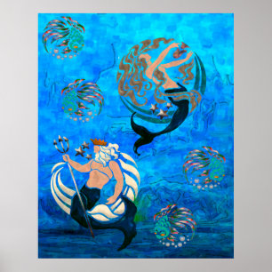 Myth of the Seas New Age Folk Art Poster