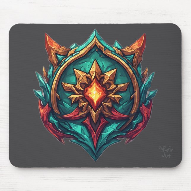 Mythic Dragon Crest Gamer Emblem Mouse Pad (Front)