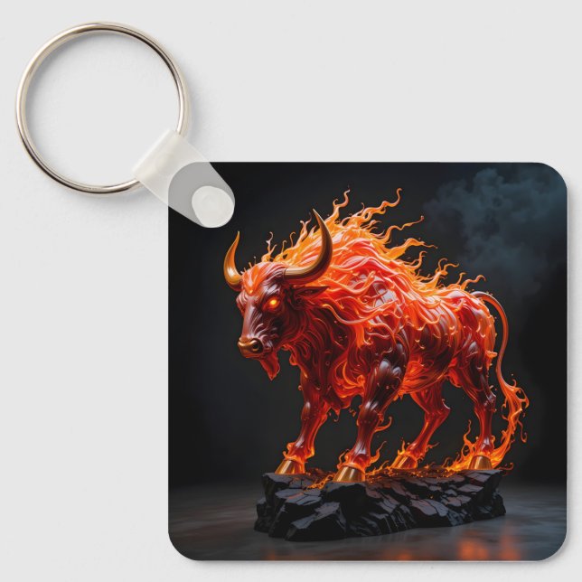 Mythic Fire Bull Key Ring (Front)