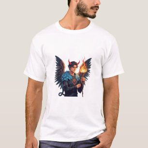 Mythic Fire Demon with Wings T-Shirt - Fantasy Art