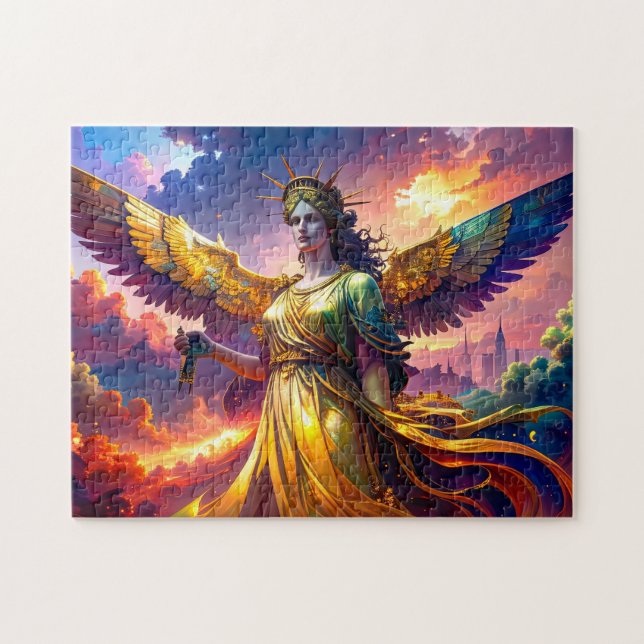 Mythic Lady Liberty Winged Goddess SciFi Fantasy Jigsaw Puzzle (Horizontal)