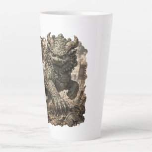 Mythic Stone Guardian Fantasy Sticker Latte Mug