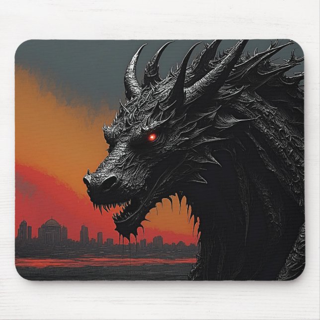 Mythic Vibes - Dragon Noir Mouse Pad (Front)