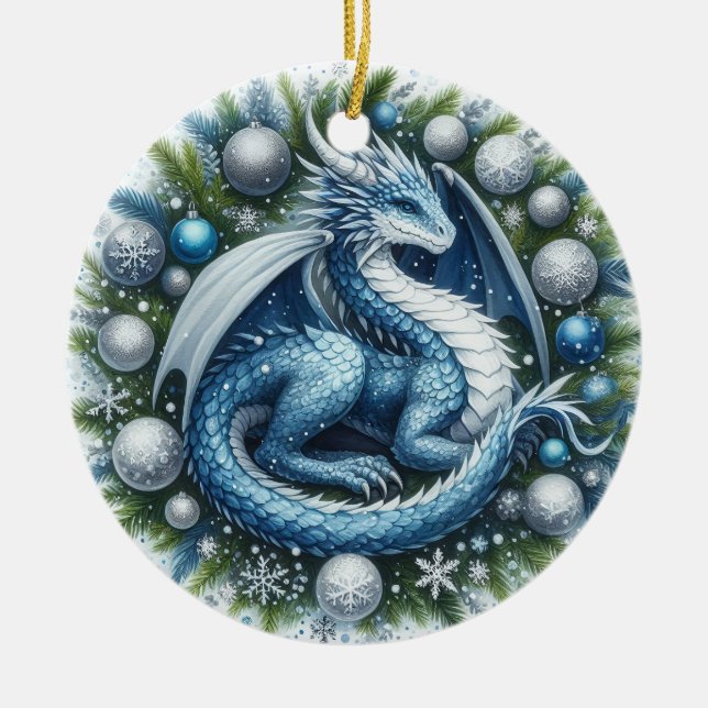 Mythic Wreathkeepers of Winter Ceramic Tree Decoration (Front)