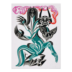 Mythical 3 headed dragon poster