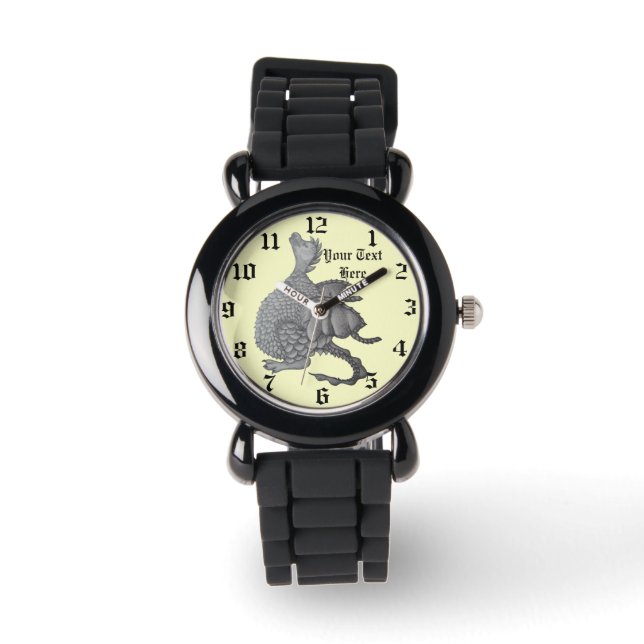 mythical and fantasy creature cute grey dragon watch (Front)