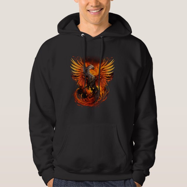 Mythical Bird Rejuvenation Phoenix Artwork Firebir Hoodie (Front)