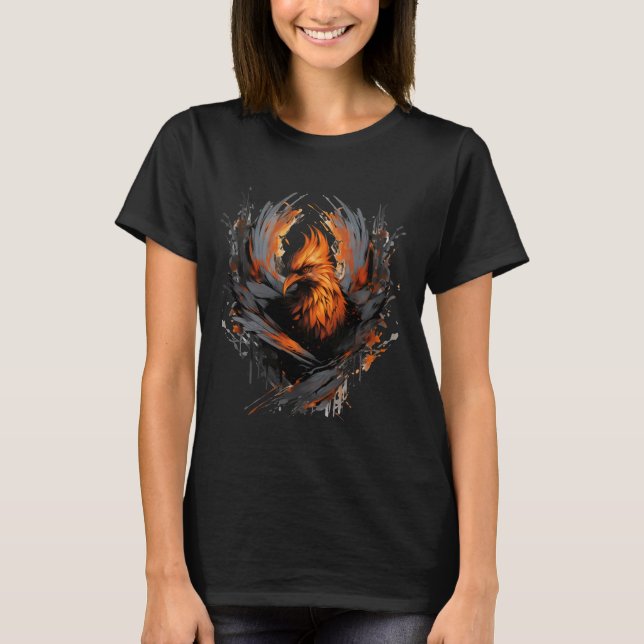 Mythical Bird Rejuvenation Phoenix Artwork Firebir T-Shirt (Front)