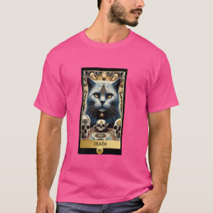 Mythical Black Cat Death Skulls Tarot Card Fortune T-Shirt