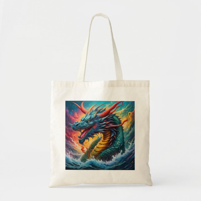 Mythical Blue Dragon from the Sea Tote Bag (Front)