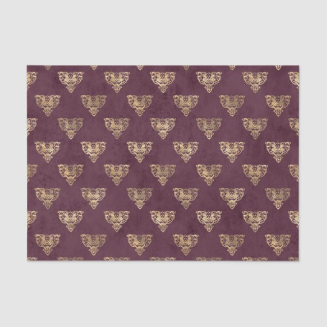 Mythical Burgundy and Gold Tissue Paper (Front)