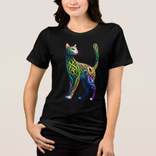 Mythical Celtic Knots Norse Cat Art Tri-Blend Shirt