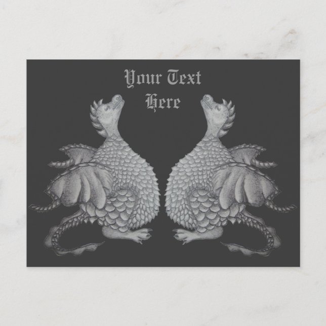 mythical creature cute little grey dragon postcard (Front)