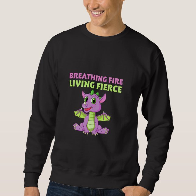Mythical Creature Dragons Reptile Breathing Fire Sweatshirt (Front)