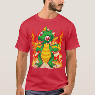 Mythical Creature Fire Dragon Fantasy Animal Cute T-Shirt
