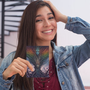 Mythical creature guardian of deep forest postcard