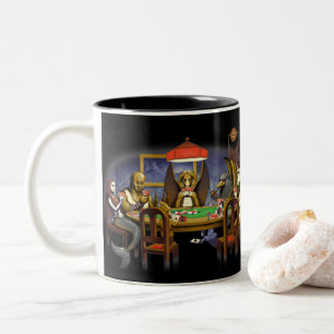 Mythical Creatures Playing Poker Two-Tone Coffee Mug