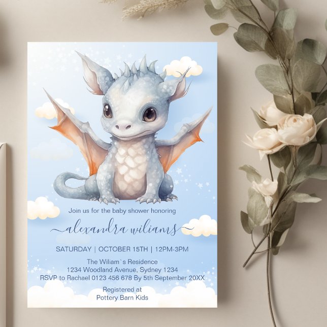 Mythical Dragon Baby Shower Fairytale Invitation (Creator Uploaded)