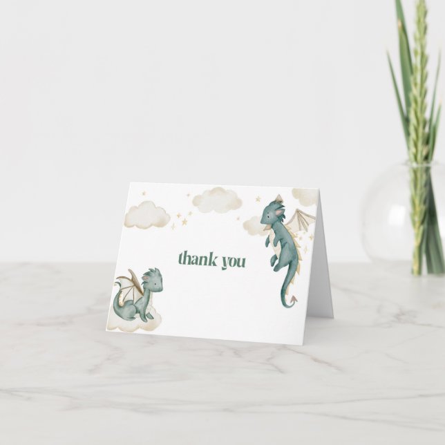 Mythical Dragon Baby Shower Thank You Card (Front)