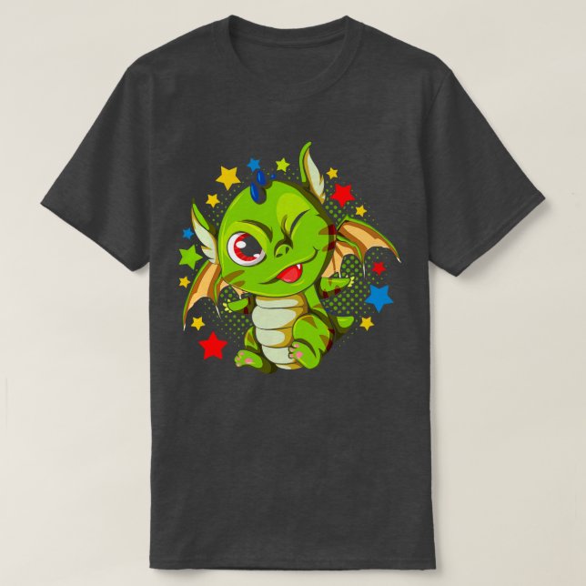 Mythical Dragon Fantasy Creature Cute Dragon T-Shirt (Design Front)