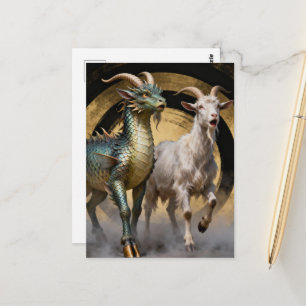 Mythical Dragon Goat Creatures Surprised Postcard