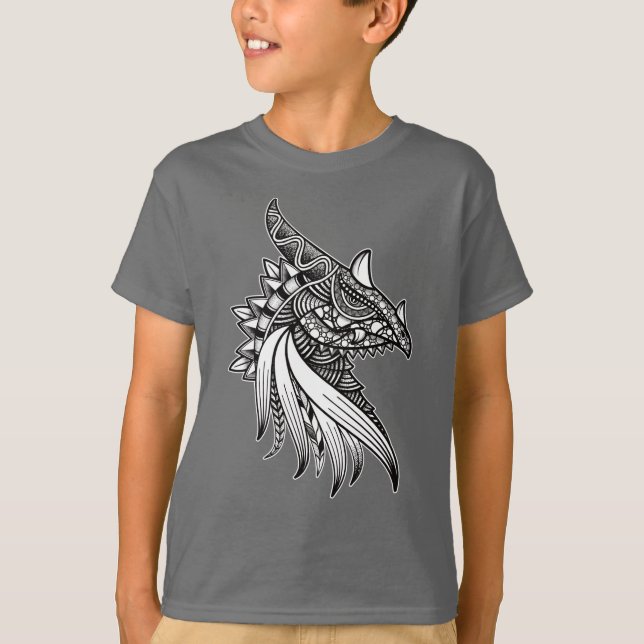 Mythical Dragon Mandala - Fantasy Horned Head T-Sh T-Shirt (Front)