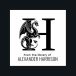 Mythical Dragon Over Single Bold Initial Name Book Self-inking Stamp<br><div class="desc">Mythical Dragon Over Single Bold Initial “From the Library of” Book Design ========

Note: The letter Q does not work with this design.</div>