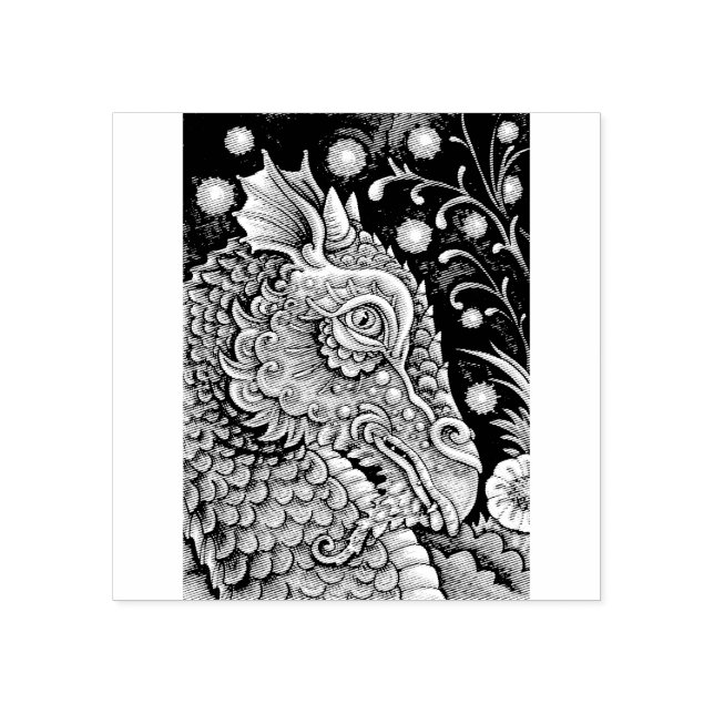 MYTHICAL DRAGON PORTRAIT GOTHIC RUBBER STAMP (Imprint)